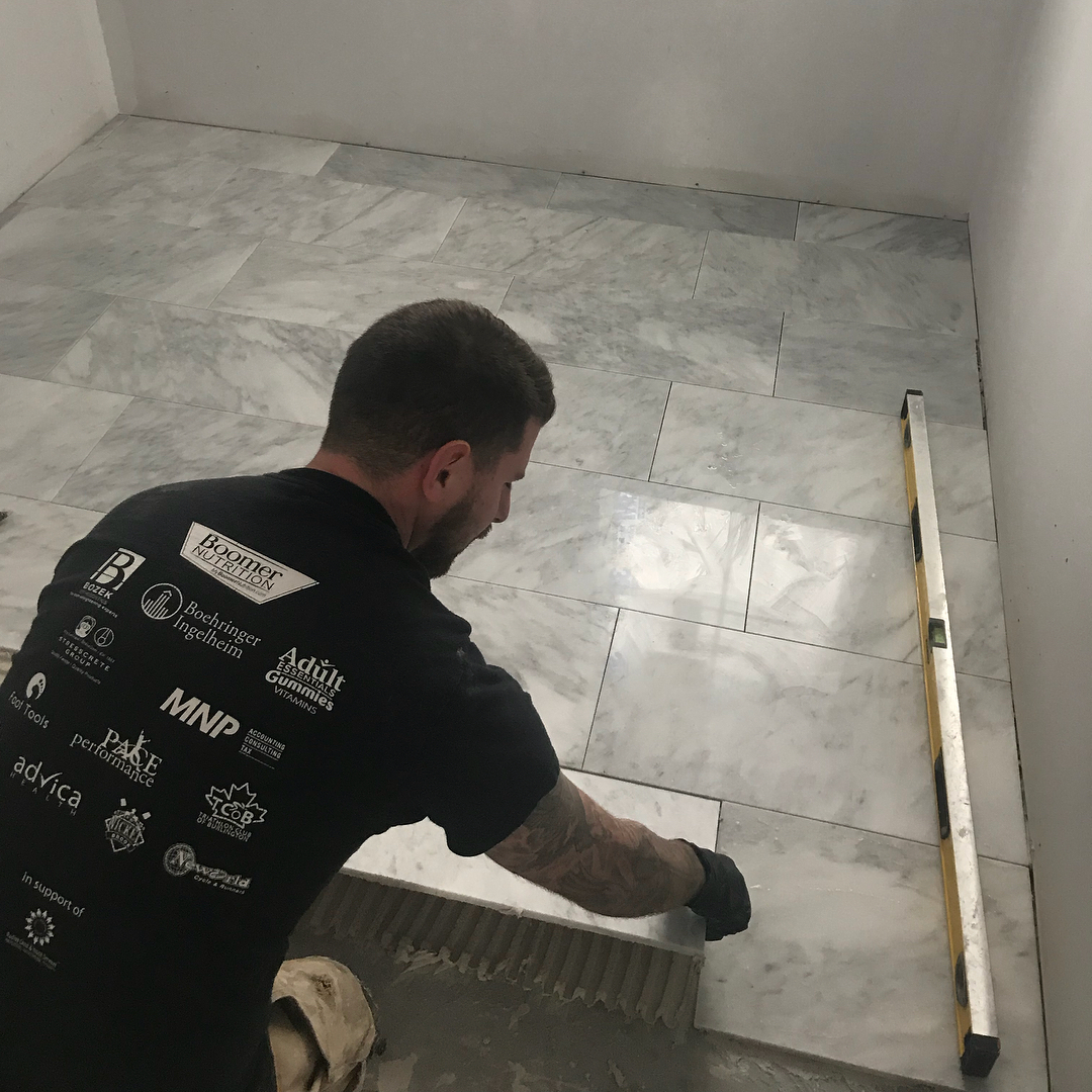 Ceramic tile renovation work in progress